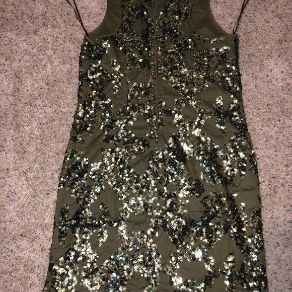 Beautiful J. Crew Olive Green Sequin Dress - Picture 7 of 8